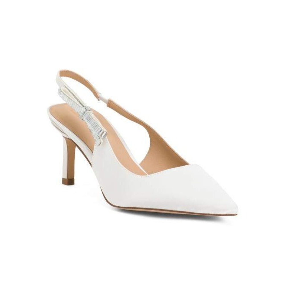 Ted Baker Janie Bow Heels Women 8.5 White New Crystal Embellished Slingback